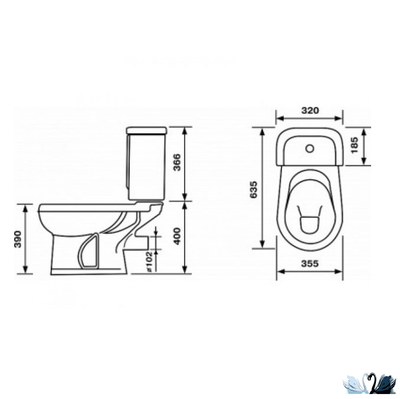 Унитаз с бачком Оскольская керамика Ирида, белый, Стандарт (сиденье арматура УКЛАД)