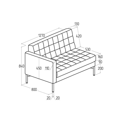 Модуль Everprof Delta с подлокотником двухместный правый Металл Черный Экокожа Черный
