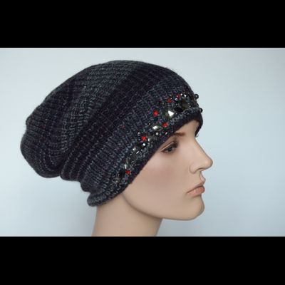 Итальянская шапка с украшениями Сваровски Vizio 5833 серая
