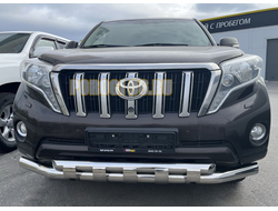 Защита переднего бампера двойная с перемычками Toyota Land Cruiser Prado 150 (2014-2017)