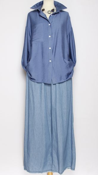 РУБАШКА ВИСКОЗА "ОДИН КАРМАН" джинс р.50,54,56