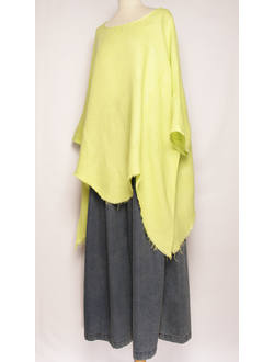 БЛУЗА ЛЁН "КИМОНО АСИММЕТРИЯ" лайм до р.60
