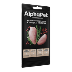 AlphaPet (Альфа пет) Крем-лакомство для кошек с курицей и клюквой, 48 г