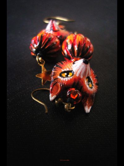 &quot;Лисички из Шервуда&quot;, оранжевые серьги с чешским стеклом