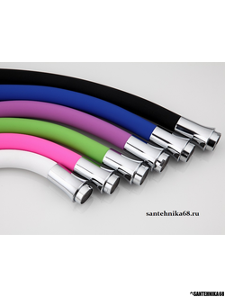 Гибкий излив цветной силиконовый с латунными гайками Frap 31см F7260 чёрный F7261 зеленый F7263 синий F7266 белый F7267 серый F7268 красный