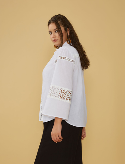 Рубашка из шитья, цвет белый, черный