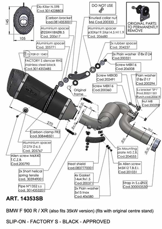 Глушитель Leovince Factory S стальной + пайп 14353SBU