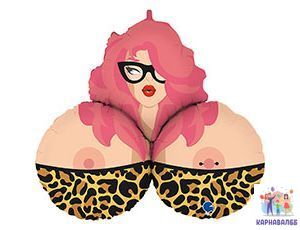 Шар фольга Бюст Грудь 90 см  ( шар + гелий + лента )