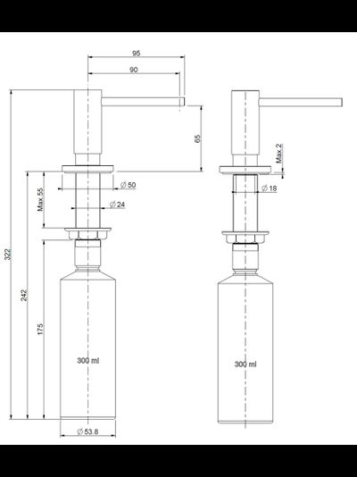 Дозатор  Stainless steel RVS 3,5 PVD
