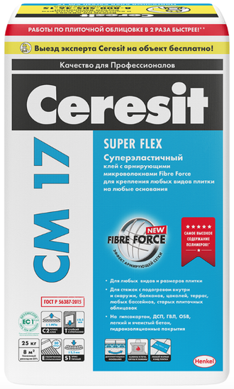 Плиточный клей Ceresit CM 17 25 кг