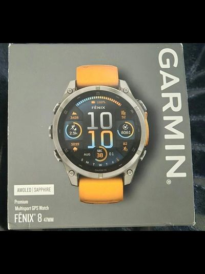 Часы Garmin Fenix 8 —47mm AMOLED Sapphire Titanium Spark Orange / Graphite