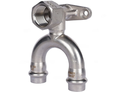 Угольник ROMMER проходной настенный с креплением ВПр-ВР, 15х1/2, из нержавеющей стали прессовой