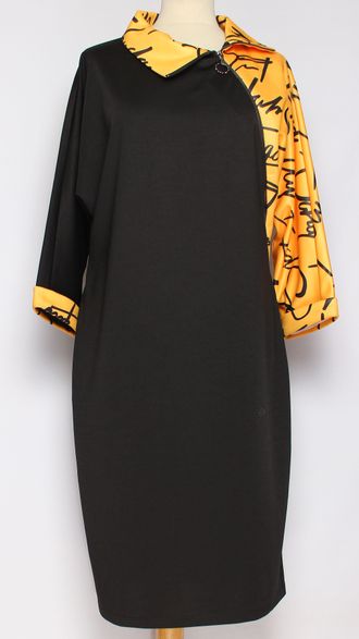 Платье "Надписи комбинированное "горчица р. 52