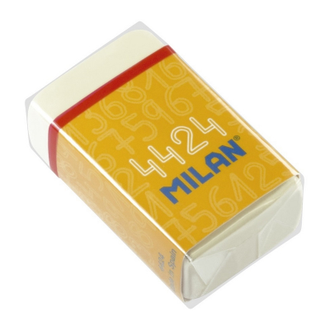 Ластик каучуковый Milan 4424, белый, карт.держатель в асс-те
