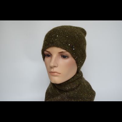 Темнозеленая вязаная шапка хаки Vizio Италия 8023 CL