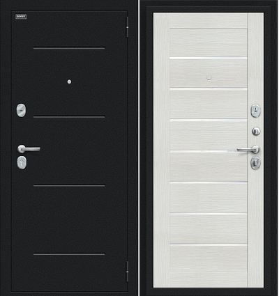 Дверь Входная  "Техно" Bianco Veralinga WW/Букле черное