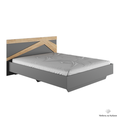 Теодора кровать 1,6м Графит/Дуб крафт (с основанием)