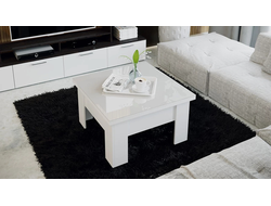 Стол журнальный (трансформер) Glance тип 1 Белый/Стекло белый глянец