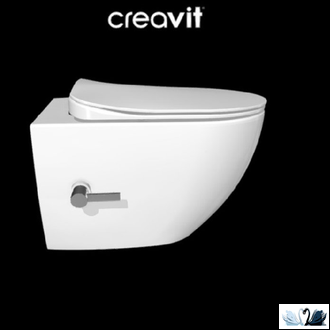Чаша унитаза Creavit Free FE322.004 подвесная, безободковая, с биде, с краном для холодной воды. Круглая форма, скрытый крепеж.