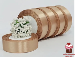 Лента атласная Бежевая, 25 мм, катушка 23 м