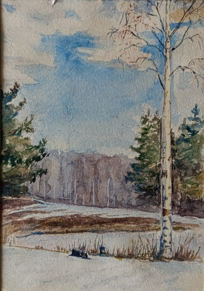 "Птица" бумага акварель Виноградов А. 1944 год