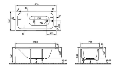 Ванна Vitra Optimum Neo, 150х70 см, 64560001000