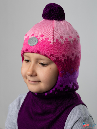 Шапка-шлем  20101-06, цвет сливовый,сиреневый,розовый р. 52-54