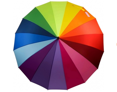 Зонт-трость Радуга 16 спиц, ручка-крючок (большой купол 120см)