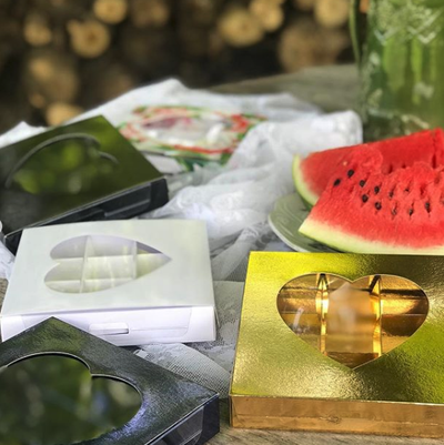 Коробка для 9 конфет с окном "Сердце" (бирюза), 160*160*30мм