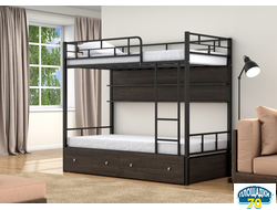 Двухъярусная кровать Валенсия Черный ящики полка венге Якутск