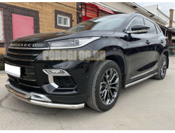 Защита переднего бампера двойная d53/42 для CheryExeed TXL 2020-