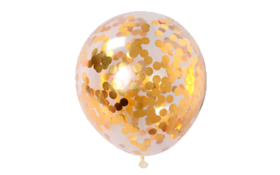 Прозрачный 30см с конфетти (золотые круги)