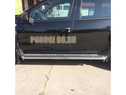 Пороги с накладным листом d53 для Nissan Terrano 2014-