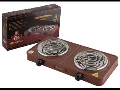 Настольная электрическая плитка Матрёна МА-062 коричневый, 2 конфорки