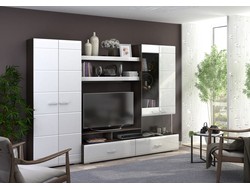 Гостиная ВЕГАС 1 Венге/Белый глянец