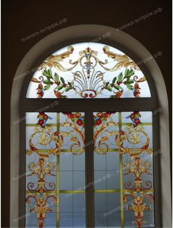 Витражная пленка, витражная пленка самоклеющаяся под заказ,пленочный витраж с классическим рисунком