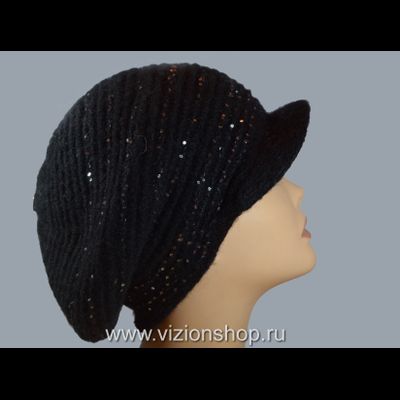 Женский вязаный берет с козырьком Италия Vizio 6456 черный