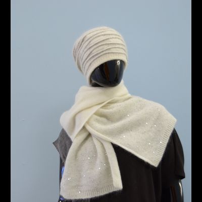 Женский берет со стеклярусом Vizio Италия 6938 белый