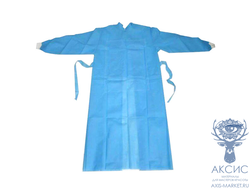 Халат хирургический с рукавами на манжете - 20 г/м2, размер: XXL, 110x140cм, голубой, 10 шт