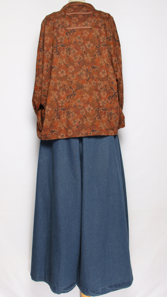 Жакет ХЛОПОК "Нашивка Размытые цветы" терракотовый, красный, коричневый, оранжевый до р.52