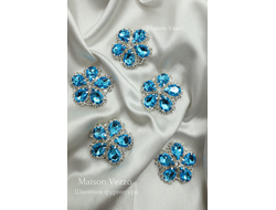 ПУГОВИЦЫ ДЕКОРАТИВНЫЕ СО СТРАЗАМИ, 34 мм. 50 шт. РК-00067. Цвет: бирюзовый