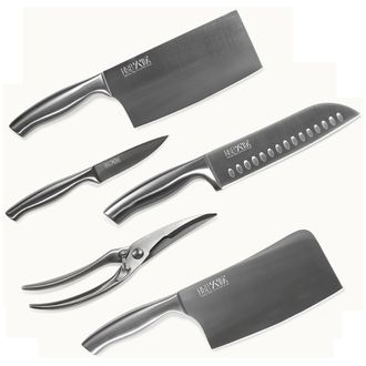 Набор Xiaomi Nano steel HU0014, 4 ножа, ножницы и подставка, серебристый