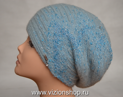 Голубой берет вязаный для женщин Италия Vizio 6241