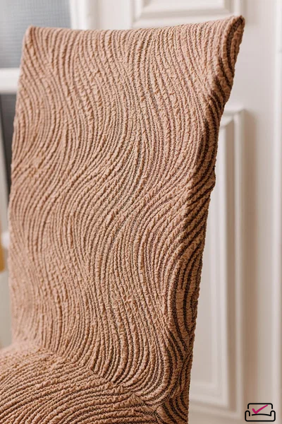 Чехол на стул Жаккард Волна Капучино. Россия