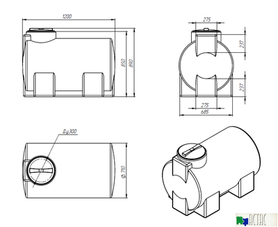 Емкость Экопром ЭВГ Н 500 л черная