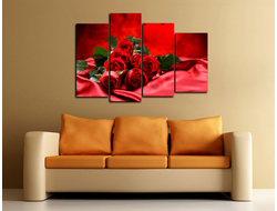 Модульная картина "Красная страсть роза"
