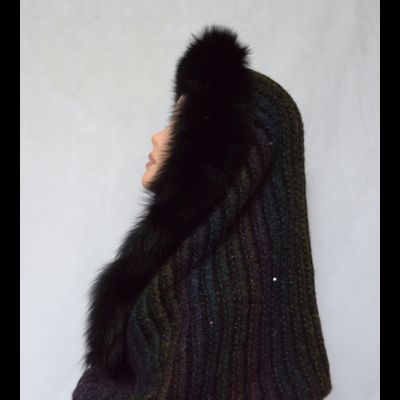 Шарф труба Vizio Италия 5577 вязаный разноцветный с мехом