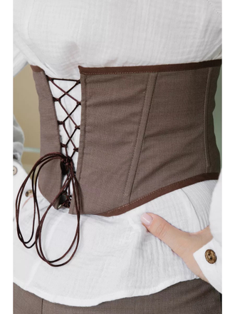 Вечерний корсет пояс на шнуровке коричневый
