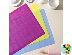 Коврик силиконовый с разлиновкой 38*28 см , толщина 1 мм, цвета МИКС