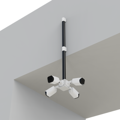 Комплект 3: BOXFORCAM Коробка с сегментом мачты, на выносе от стены при помощи скоб 100 см. для монтажа видеокамер и элементов безопасности. (коробка чёрная/белая)